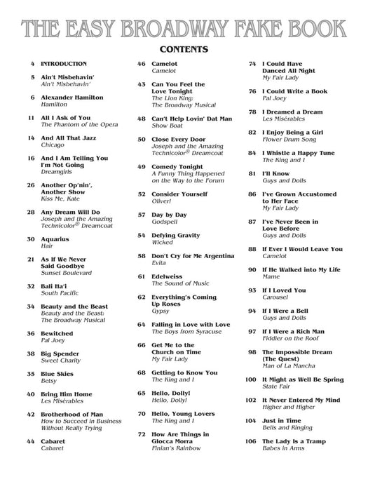The Easy Broadway Fake Book - 2nd Edition Over 100 Songs in the Key of C 百老匯 | 小雅音樂 Hsiaoya Music