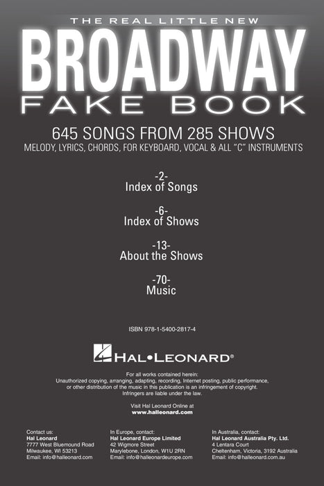 The Real Little New Broadway Fake Book 645 Songs from 285 Shows 百老匯 | 小雅音樂 Hsiaoya Music
