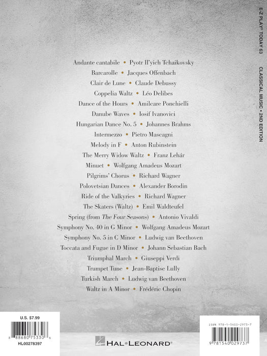 Classical Music - 2nd Edition E-Z Play Today Volume 63 古典 | 小雅音樂 Hsiaoya Music