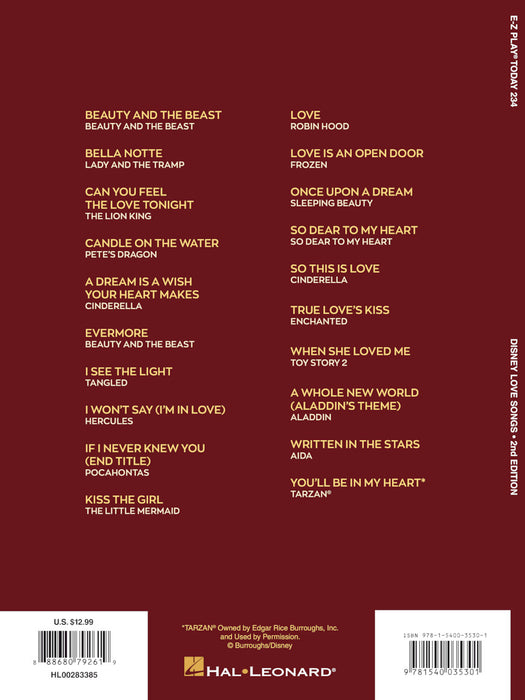 Disney Love Songs - 2nd Edition E-Z Play Today Volume 234 | 小雅音樂 Hsiaoya Music