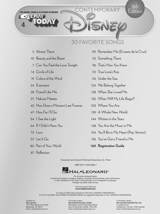 Contemporary Disney - 5th Edition E-Z Play Today Volume 3 | 小雅音樂 Hsiaoya Music