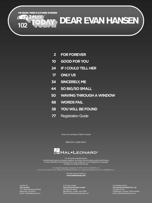 Dear Evan Hansen E-Z Play Today #102 | 小雅音樂 Hsiaoya Music