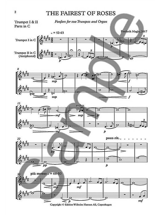 The Fairest of Roses (Den Yndigste Rose) Fanfare for Two Trumpets and Organ 號曲 管風琴 小號(含鋼琴伴奏) | 小雅音樂 Hsiaoya Music