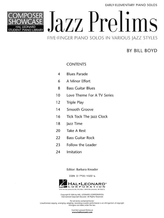 Jazz Prelims Five-Finger Piano Solos in Various Jazz Styles HLSPL Composer Showcase 爵士音樂 鋼琴 獨奏 爵士音樂 作曲家 | 小雅音樂 Hsiaoya Music