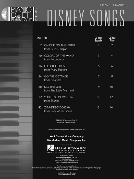 Disney Songs Piano Duet Play-Along Volume 6 四手聯彈 | 小雅音樂 Hsiaoya Music