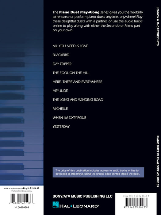 Lennon & McCartney Hits Piano Duet Play-Along Volume 39 四手聯彈 | 小雅音樂 Hsiaoya Music