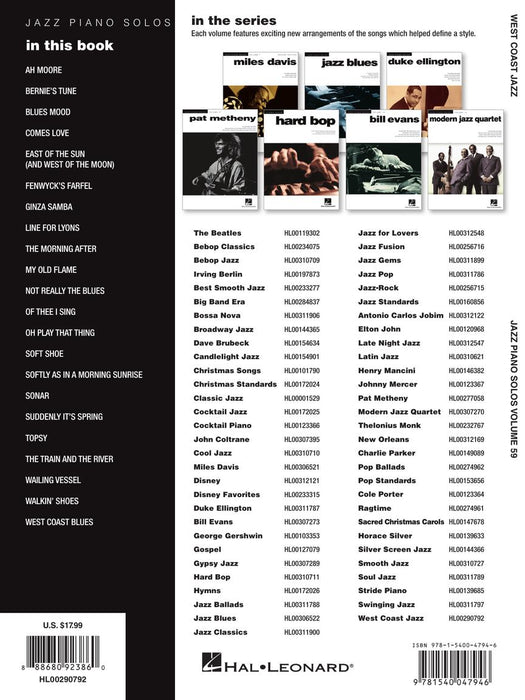 West Coast Jazz Jazz Piano Solos Series Volume 59 鋼琴 爵士音樂鋼琴 | 小雅音樂 Hsiaoya Music