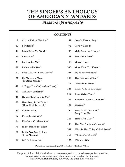 The Singer's Anthology of American Standards Mezzo-Soprano/Belter Edition Book/Audio 次女高音 | 小雅音樂 Hsiaoya Music