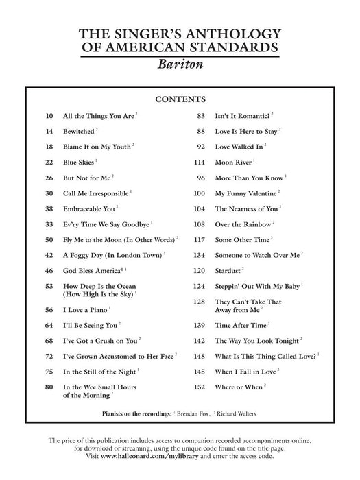 The Singer's Anthology of American Standards Baritone Edition Book/Audio | 小雅音樂 Hsiaoya Music