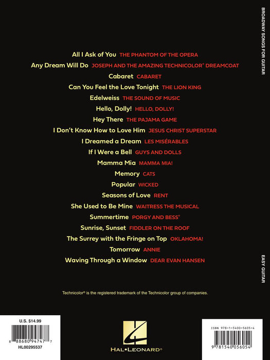 Broadway Songs for Guitar - Easy Guitar with Notes & Tab 百老匯 吉他 | 小雅音樂 Hsiaoya Music