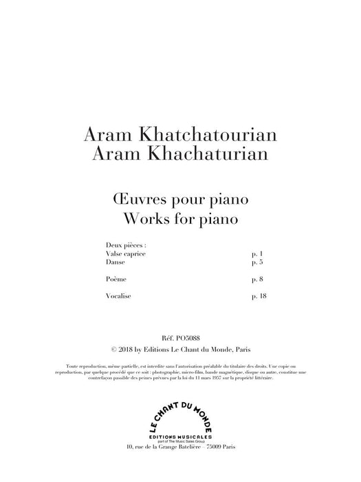 Works for Piano 哈察圖量 鋼琴 | 小雅音樂 Hsiaoya Music