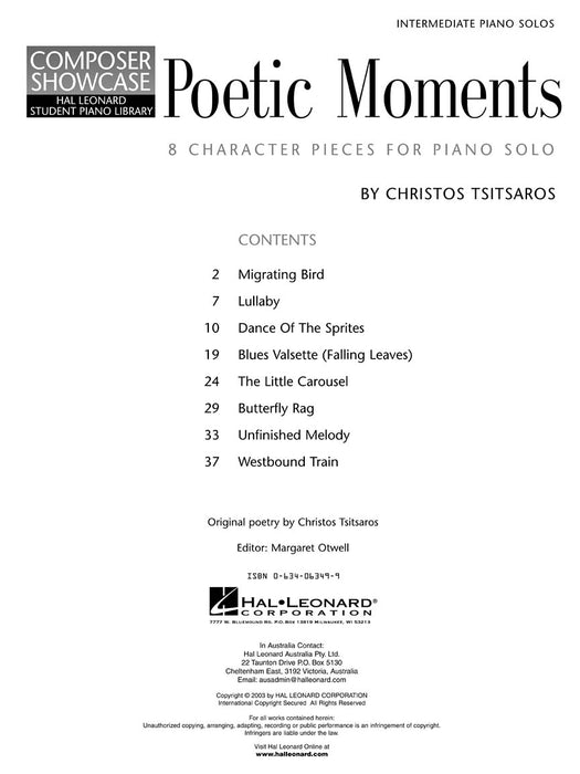 Poetic Moments Hal Leonard Student Piano Library Composer Showcase Intermediate Level 鋼琴 作曲家 | 小雅音樂 Hsiaoya Music