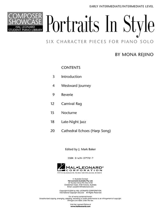 Portraits in Style Six Character Pieces for Piano Solo Composer Showcase Early Intermediate/Intermediate Level 風格 小品 鋼琴 獨奏作曲家 | 小雅音樂 Hsiaoya Music