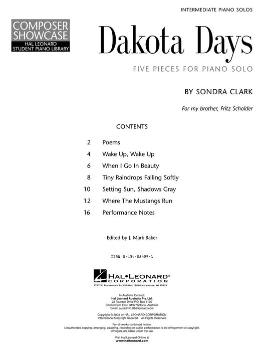 Dakota Days Hal Leonard Student Piano Library Intermediate Composer Showcase 鋼琴 作曲家 | 小雅音樂 Hsiaoya Music
