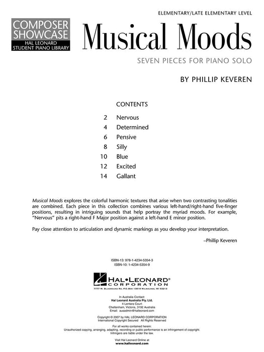 Musical Moods Hal Leonard Student Piano Library Elementary/Late Elementary Composer Showcase 鋼琴 作曲家 | 小雅音樂 Hsiaoya Music