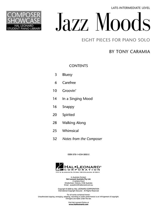 Jazz Moods - Eight Pieces for Piano Solo Hal Leonard Student Piano Library Composer Showcase Level 5 爵士音樂 小品 鋼琴 獨奏 鋼琴 作曲家 | 小雅音樂 Hsiaoya Music