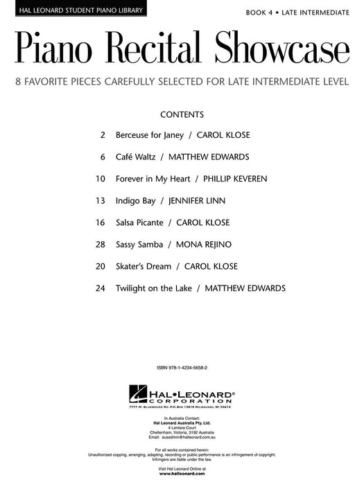 Piano Recital Showcase - Book 4 8 Favorite Pieces Carefully Selected for Late-Intermediate Level 鋼琴 小品 | 小雅音樂 Hsiaoya Music