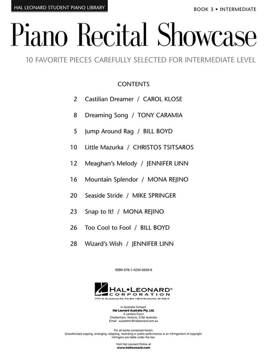 Piano Recital Showcase - Book 3 10 Favorite Pieces Carefully Selected for Intermediate Level 鋼琴 小品 | 小雅音樂 Hsiaoya Music