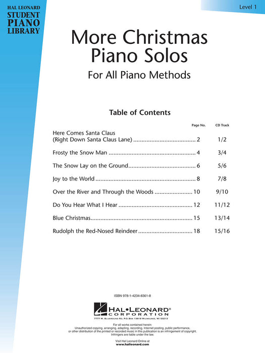 More Christmas Piano Solos - Level 1 Hal Leonard Student Piano Library 鋼琴 獨奏 鋼琴 | 小雅音樂 Hsiaoya Music