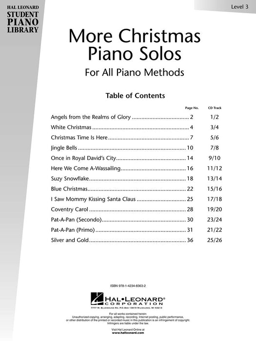 More Christmas Piano Solos - Level 3 Hal Leonard Student Piano Library 鋼琴 獨奏 鋼琴 | 小雅音樂 Hsiaoya Music