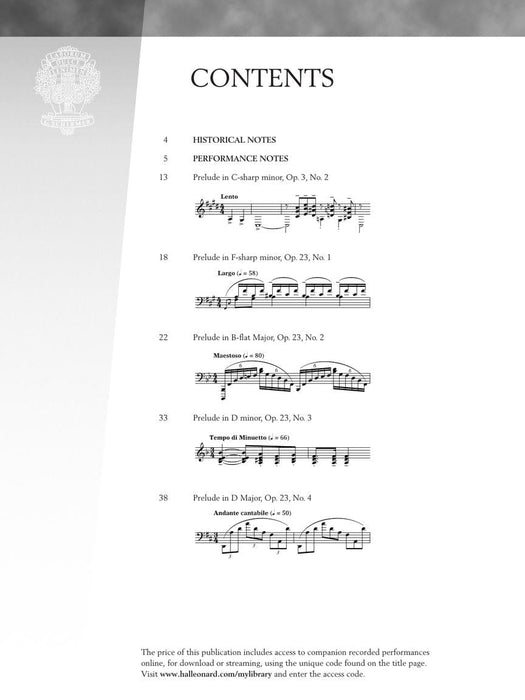 Serge Rachmaninoff - Preludes, Opus 3 and Opus 23 Piano with recordings of performances Schirmer Performance Edition 前奏曲 作品 作品 鋼琴 | 小雅音樂 Hsiaoya Music