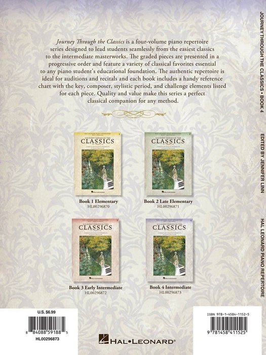Journey Through the Classics: Book 4 Intermediate Hal Leonard Piano Repertoire 鋼琴 | 小雅音樂 Hsiaoya Music