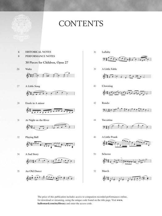 Dmitri Kabalevsky - Pieces for Children, Op. 27 and 39 Schirmer Performance Editions 小品 | 小雅音樂 Hsiaoya Music