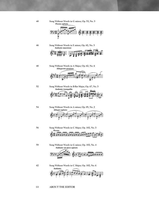 Mendelssohn - Selections from Songs Without Words Book with Online Audio 無言歌 | 小雅音樂 Hsiaoya Music