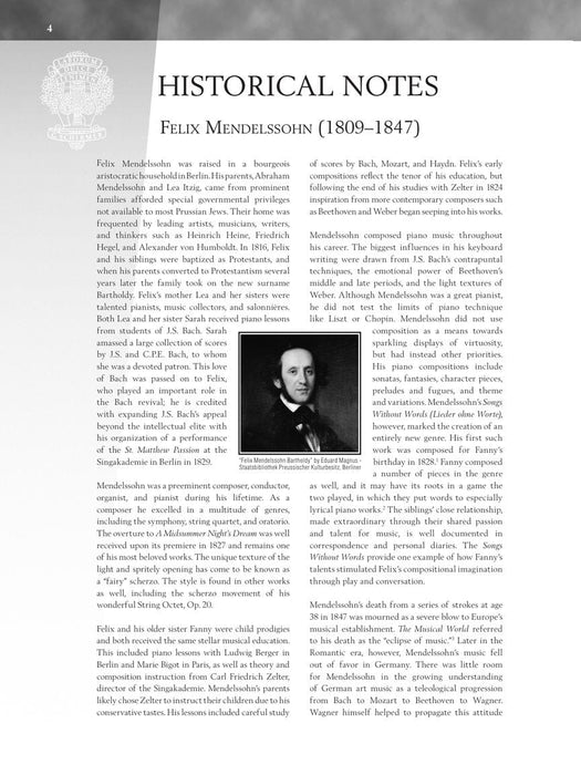 Mendelssohn - Selections from Songs Without Words Book with Online Audio 無言歌 | 小雅音樂 Hsiaoya Music