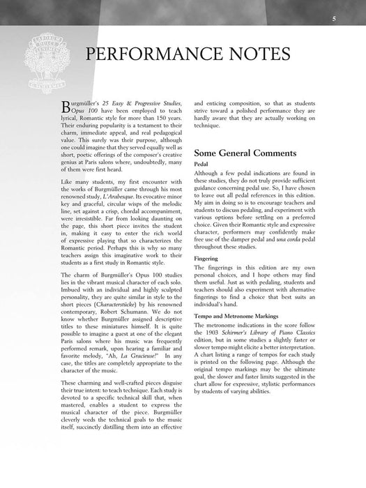 Burgmüller - 25 Progressive Studies, Opus 100 Schirmer Performance Editions Book Only 作品 | 小雅音樂 Hsiaoya Music