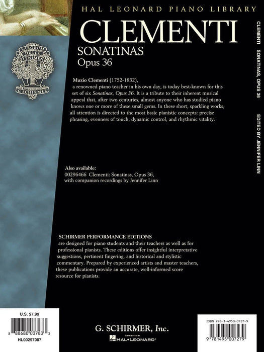 Clementi - Sonatinas, Opus 36 Schirmer Performance Editions Book Only 克雷門悌穆奇歐 小奏鳴曲 作品 | 小雅音樂 Hsiaoya Music