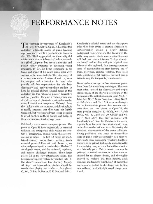Kabalevsky - 24 Pieces for Children, Opus 39 Schirmer Performance Editions Book Only 小品 作品 | 小雅音樂 Hsiaoya Music