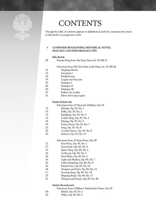 The 20th Century - Elementary Level 33 Piano Pieces by Béla Bartók, Dmitri Kabalevsky and Dmitri Shos 鋼琴 小品 | 小雅音樂 Hsiaoya Music