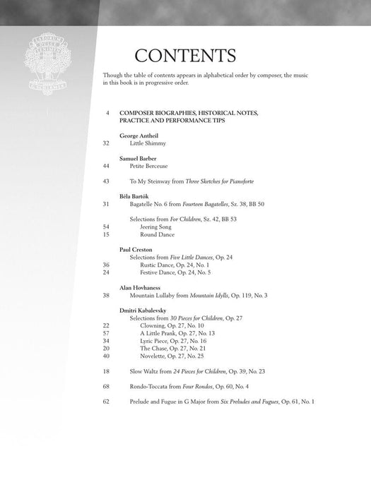 The 20th Century - Intermediate Level 25 Pieces by Barber, Bartók, Kabalevsky, Khachaturian, Prokofiev, 小品 | 小雅音樂 Hsiaoya Music