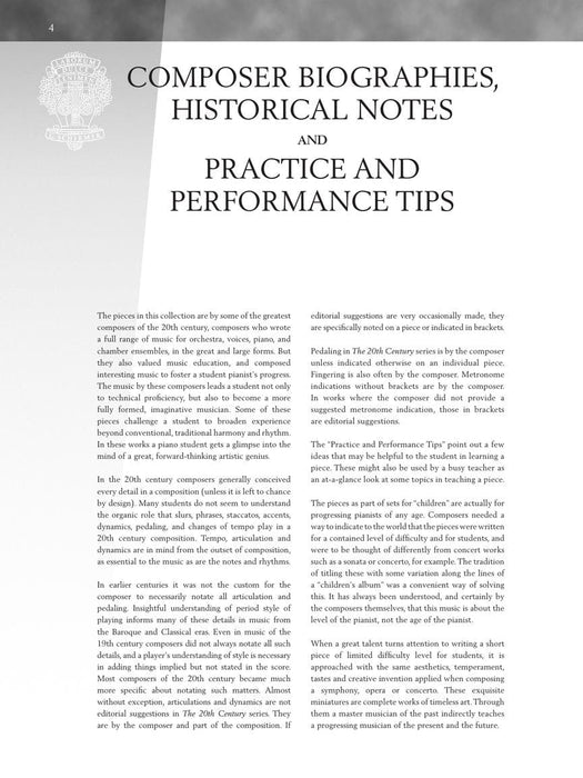 The 20th Century - Intermediate Level 25 Pieces by Barber, Bartók, Kabalevsky, Khachaturian, Prokofiev, 小品 | 小雅音樂 Hsiaoya Music