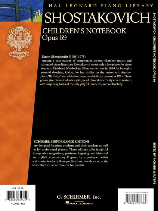 Shostakovich - Children's Notebook, Opus 69 Schirmer Performance Editions Hal Leonard Piano Library 蕭斯塔科維契‧德米特里 鋼琴 | 小雅音樂 Hsiaoya Music