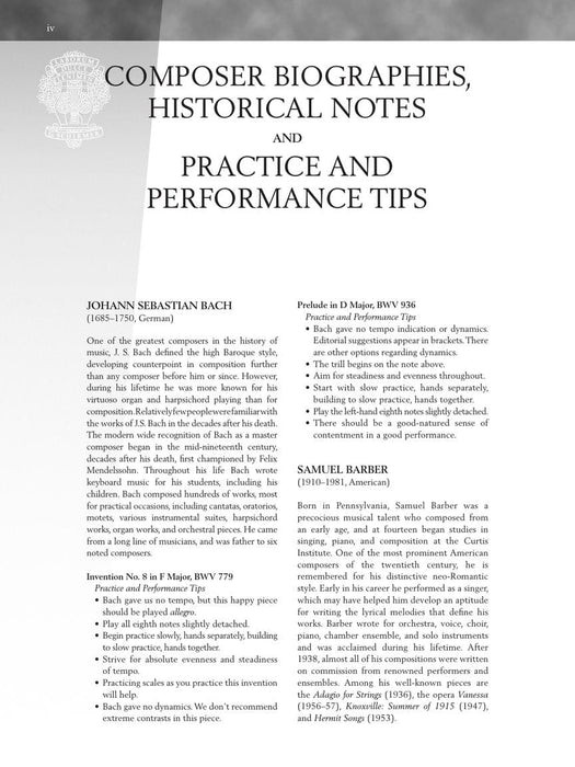 Baroque to Modern: Upper Intermediate Level 21 Pieces by 18 Composers in Progressive Order 巴洛克 小品 | 小雅音樂 Hsiaoya Music