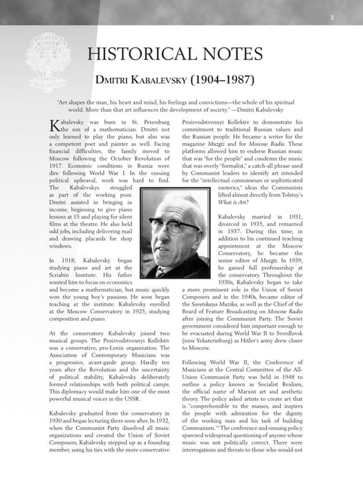 Dmitri Kabalevsky - Selected Piano Pieces Elementary to Upper Elementary Level 鋼琴 小品 | 小雅音樂 Hsiaoya Music