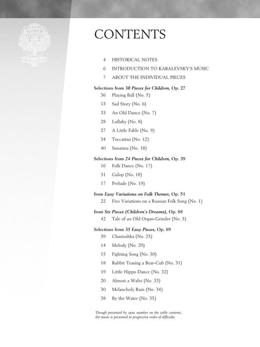 Dmitri Kabalevsky - Selected Piano Pieces Early Intermediate Level 鋼琴 小品 | 小雅音樂 Hsiaoya Music