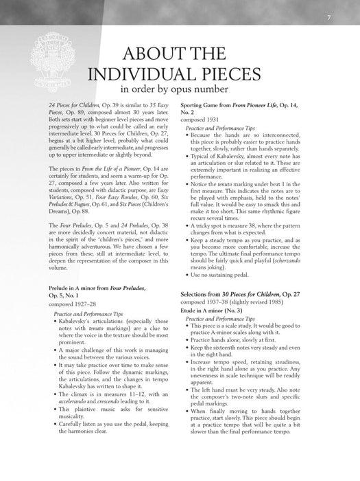 Dmitri Kabalevsky - Selected Piano Pieces Intermediate Level 鋼琴 小品 | 小雅音樂 Hsiaoya Music