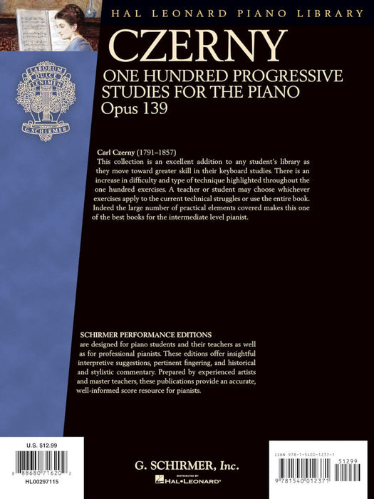 Czerny - One Hundred Progressive Studies for the Piano, Op. 139 Schirmer Performance Editions Series 徹爾尼 鋼琴 | 小雅音樂 Hsiaoya Music