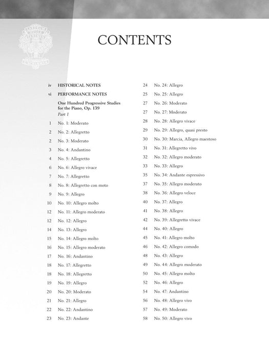 Czerny - One Hundred Progressive Studies for the Piano, Op. 139 Schirmer Performance Editions Series 徹爾尼 鋼琴 | 小雅音樂 Hsiaoya Music