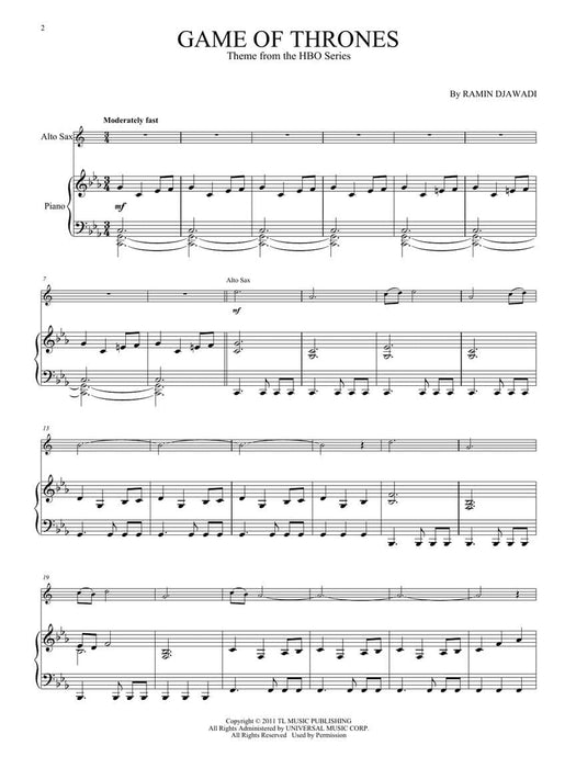 Game of Thrones for Alto Sax and Piano Theme from the HBO Series 中音薩氏管 鋼琴主題 | 小雅音樂 Hsiaoya Music