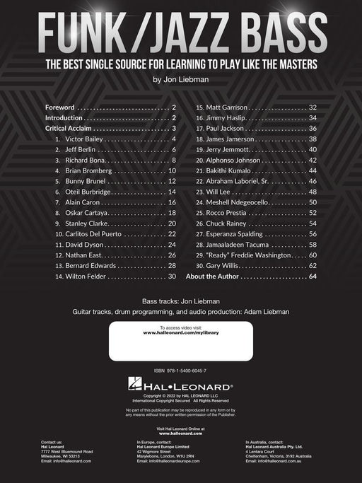 Funk/Jazz Bass The Best Single Source for Learning to Play Like the Masters Video Access Included 單曲 | 小雅音樂 Hsiaoya Music