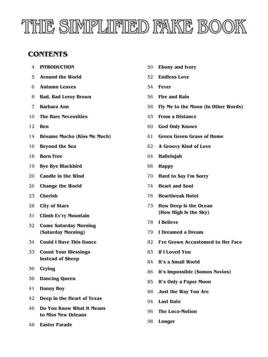 Simplified Fake Book - 2nd Edition 100 Songs in the Key of C 費克 | 小雅音樂 Hsiaoya Music