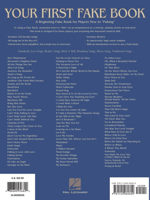 Your First Fake Book - 2nd Edition Featuring Large Music Notation, Lyrics, & Simplified Harmonies C Edition 費克 | 小雅音樂 Hsiaoya Music