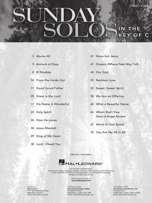 Sunday Solos in the Key of C Classic & Contemporary Worship Songs 獨奏 | 小雅音樂 Hsiaoya Music