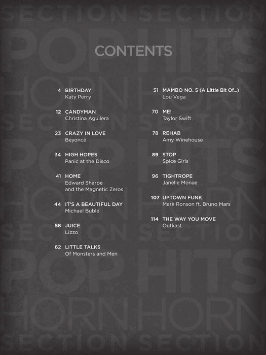 Pop Hits Horn Section Note-for-Note Transcriptions 樂節 音符 | 小雅音樂 Hsiaoya Music