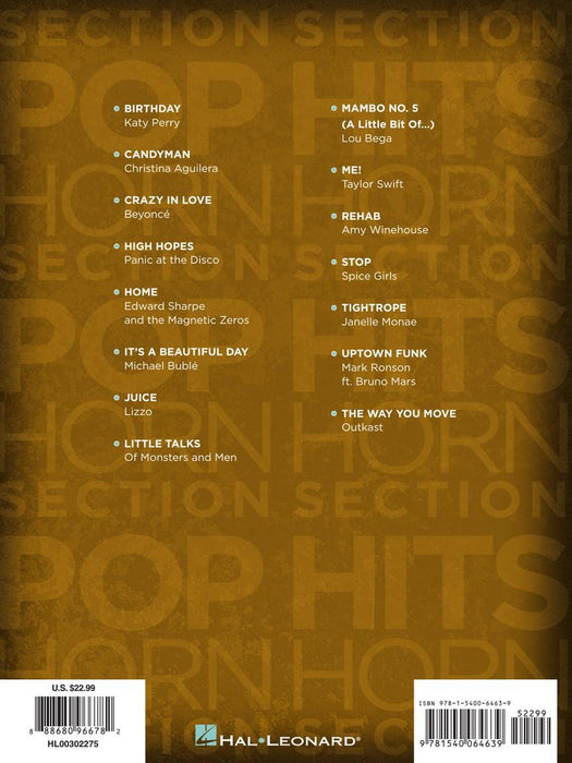 Pop Hits Horn Section Note-for-Note Transcriptions 樂節 音符 | 小雅音樂 Hsiaoya Music