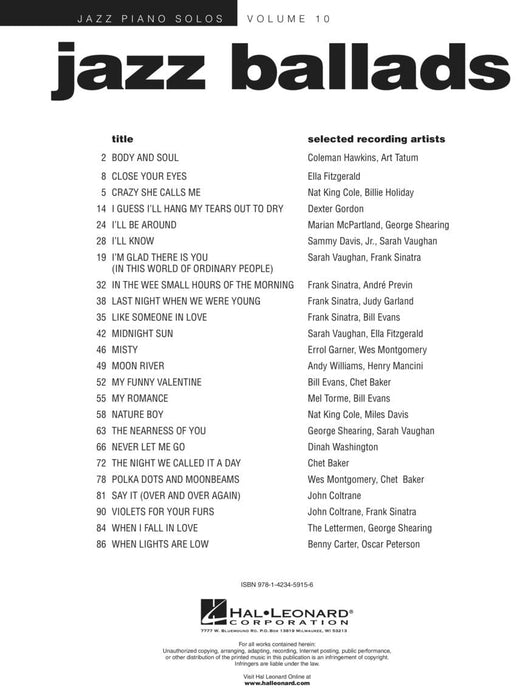 Jazz Ballads Jazz Piano Solos Series Volume 10 爵士音樂敘事曲 爵士音樂鋼琴 獨奏 | 小雅音樂 Hsiaoya Music